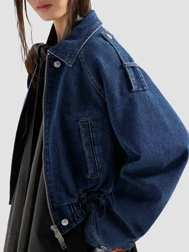 7 For All Mankind Women's Aviator Denim Crop Jacket | Thumbnail 6 7 For All Mankind Women's Aviator Denim Crop Jacket | Thumbnail 6