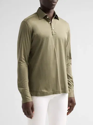 Kiton Men's Cotton Piqué Polo Shirt | Thumbnail 4 Kiton Men's Cotton Piqué Polo Shirt | Thumbnail 4
