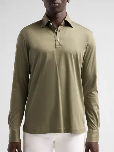 Kiton Men's Cotton Piqué Polo Shirt | Thumbnail 5 Kiton Men's Cotton Piqué Polo Shirt | Thumbnail 5