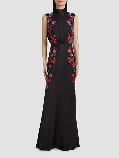 Saloni Women's Floral Silk Gown | Thumbnail 3