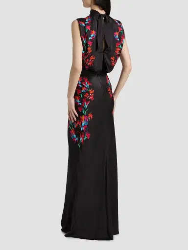 Saloni Women's Floral Silk Gown | Thumbnail 5