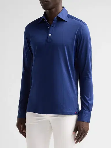 Kiton Men's Cotton Piqué Polo Shirt | Thumbnail 4 Kiton Men's Cotton Piqué Polo Shirt | Thumbnail 4