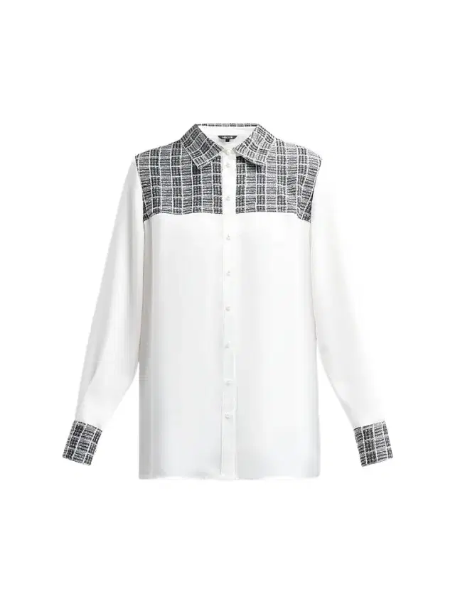 Women's Plaid Crepe de Chine Blouse