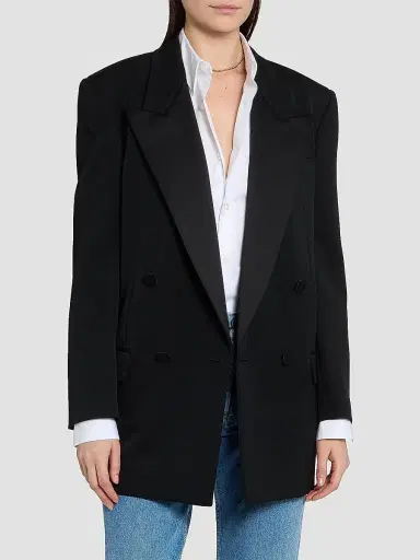 Saint Laurent Women's Dress in Grain De Poudre | Thumbnail 4 Saint Laurent Women's Dress in Grain De Poudre | Thumbnail 4