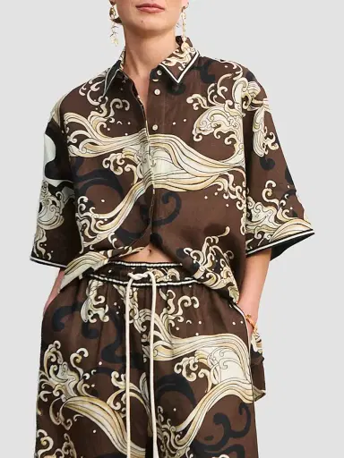 ALÉMAIS Women's Otis Linen Short-Sleeve Shirt | Thumbnail 4 ALÉMAIS Women's Otis Linen Short-Sleeve Shirt | Thumbnail 4