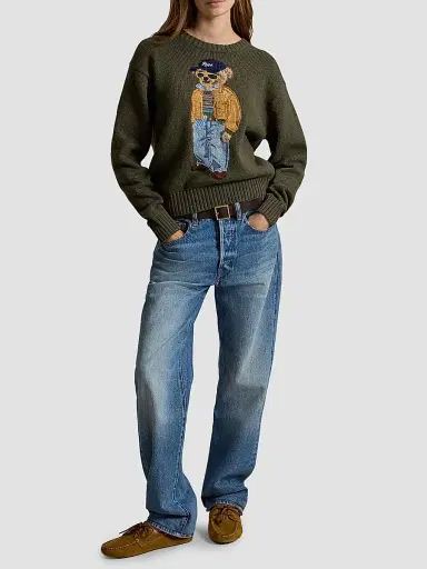Polo Ralph Lauren Women's Polo Bear Cotton Crewneck Sweater | Thumbnail 2