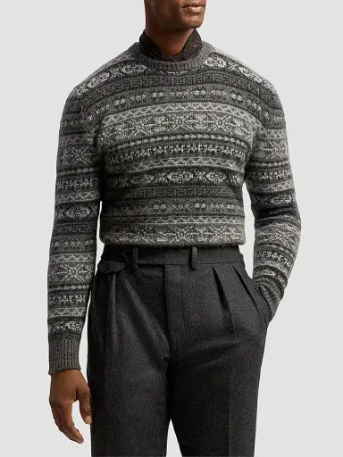 Ralph Lauren Purple Label Men's Fair Isle-Style Cashmere-Blend Sweater | Thumbnail 4 Ralph Lauren Purple Label Men's Fair Isle-Style Cashmere-Blend Sweater | Thumbnail 4