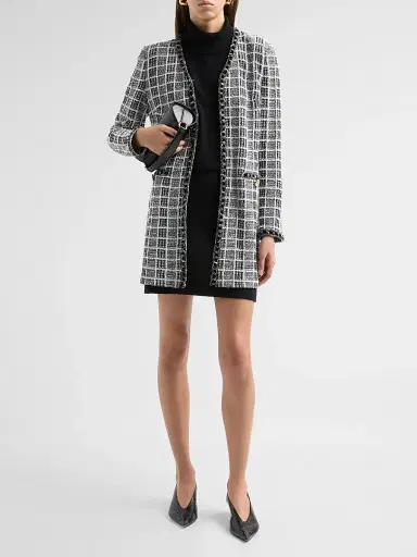 Misook Women's Plaid Velvet-Trim Longline Jacket | Thumbnail 2