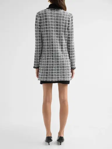Misook Women's Plaid Velvet-Trim Longline Jacket | Thumbnail 3