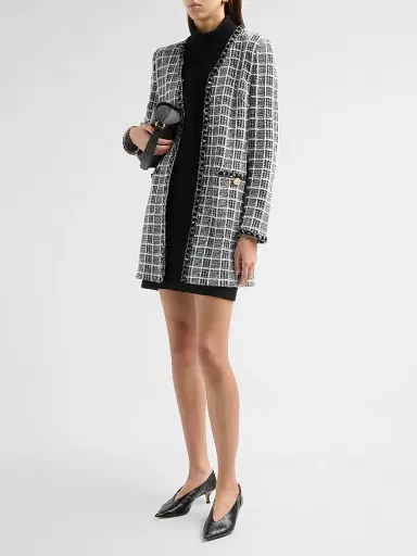 Misook Women's Plaid Velvet-Trim Longline Jacket | Thumbnail 4