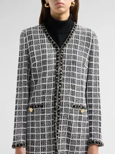 Misook Women's Plaid Velvet-Trim Longline Jacket | Thumbnail 5