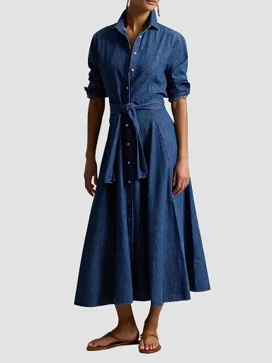 Polo Ralph Lauren Women's Chambray Tie-Waist Midi Shirtdress | Thumbnail 2