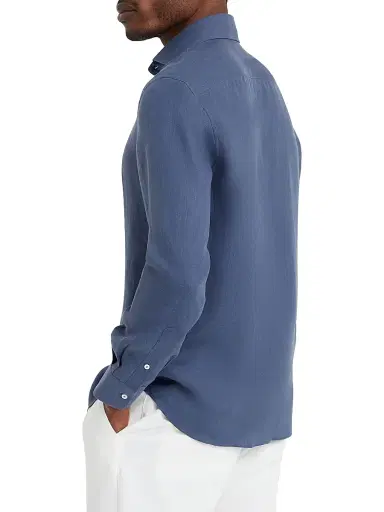 Brunello Cucinelli Men's Hemp Easy Fit Shirt with Spread Collar | Thumbnail 3 Brunello Cucinelli Men's Hemp Easy Fit Shirt with Spread Collar | Thumbnail 3