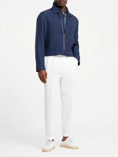 Brunello Cucinelli Men's Hemp Easy Fit Shirt with Spread Collar | Thumbnail 6 Brunello Cucinelli Men's Hemp Easy Fit Shirt with Spread Collar | Thumbnail 6
