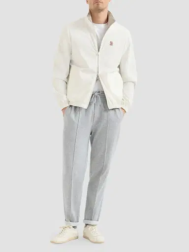 Brunello Cucinelli Men's Bonded Nylon Reversible Outerwear Jacket with Logo | Thumbnail 2