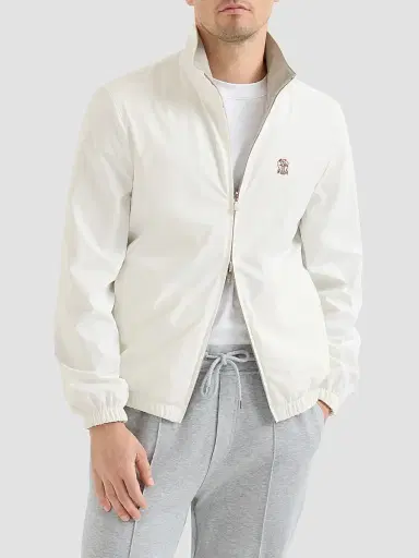 Brunello Cucinelli Men's Bonded Nylon Reversible Outerwear Jacket with Logo | Thumbnail 3