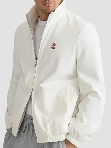 Brunello Cucinelli Men's Bonded Nylon Reversible Outerwear Jacket with Logo | Thumbnail 5