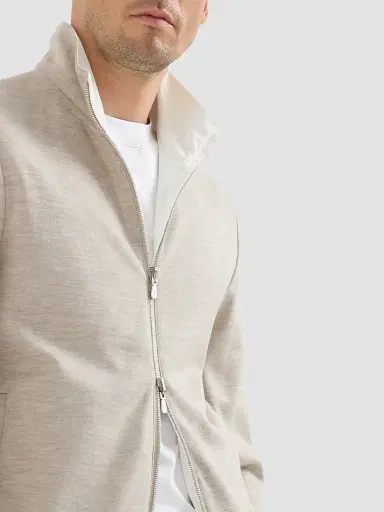 Brunello Cucinelli Men's Bonded Nylon Reversible Outerwear Jacket with Logo | Thumbnail 6