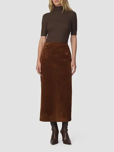 Joe's Jeans Women's Faux-Suede Welt Pocket Midi Skirt | Thumbnail 2