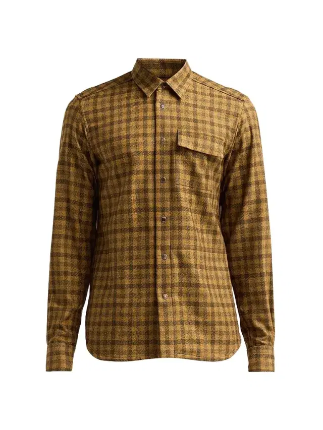 Kiton Men's Buba Plaid Cashmere Snap-Front Shirt