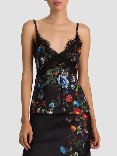 Alice + Olivia Women's Melodie Floral Lace-Trim Tank | Thumbnail 4 Alice + Olivia Women's Melodie Floral Lace-Trim Tank | Thumbnail 4