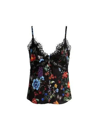 Alice + Olivia Women's Melodie Floral Lace-Trim Tank | Thumbnail 1 Alice + Olivia Women's Melodie Floral Lace-Trim Tank | Thumbnail 1