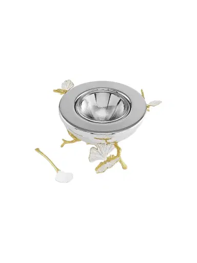 Michael Aram Butterfly Ginkgo Gold Caviar Dish & Spoon Set | Thumbnail 1