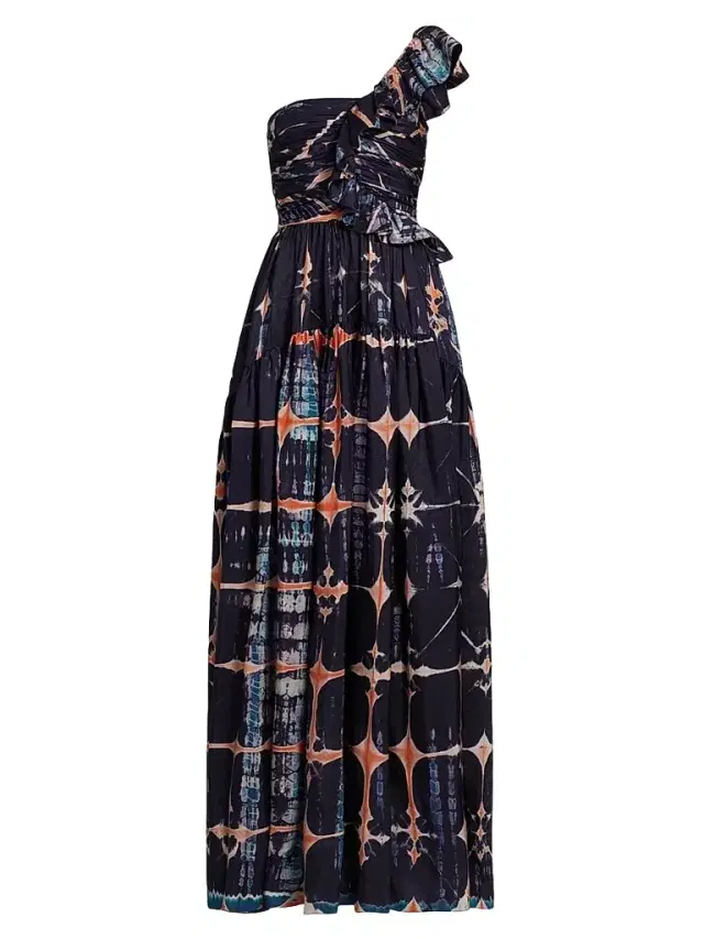 Ulla Johnson Women's Valeria Tie-Dye Silk One-Shoulder Gown