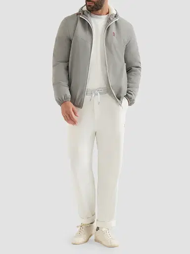 Brunello Cucinelli Men's Bonded Nylon Hooded Outerwear Jacket with Thermore Padding and Logo | Thumbnail 2