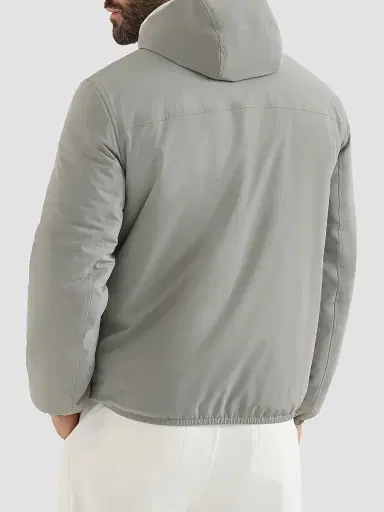 Brunello Cucinelli Men's Bonded Nylon Hooded Outerwear Jacket with Thermore Padding and Logo | Thumbnail 4