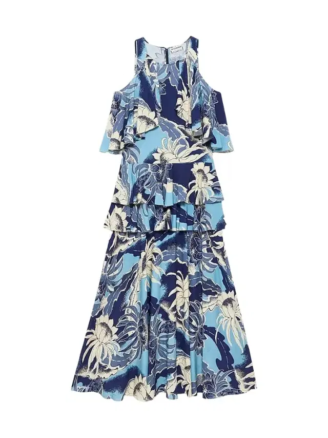 Women's Cutout-Shoulder Ruffled Maxi Dress