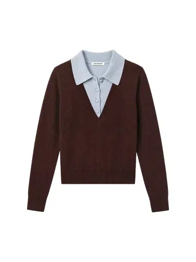 GOOD AMERICAN Women's Merino Wool Layered Polo Sweater | Thumbnail 1