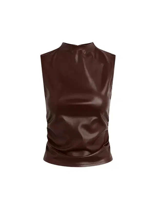 Hudson Jeans Women's Vegan Leather Ruched Top