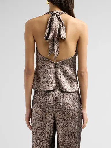Ramy Brook Women's Ophelia Snake-Print Halterneck Top | Thumbnail 3