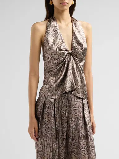 Ramy Brook Women's Ophelia Snake-Print Halterneck Top | Thumbnail 4