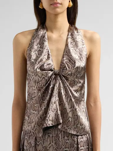 Ramy Brook Women's Ophelia Snake-Print Halterneck Top | Thumbnail 5