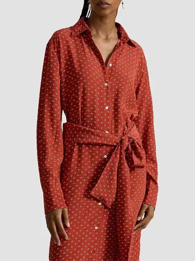 Polo Ralph Lauren Women's Geometric Floral Print Midi Shirtdress | Thumbnail 6