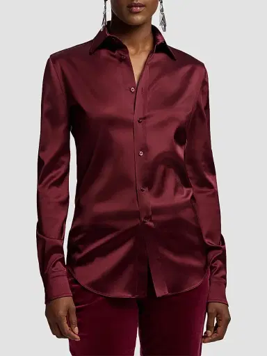 Ralph Lauren Collection Women's Cameron II Satin Straight-Fit Shirt | Thumbnail 4