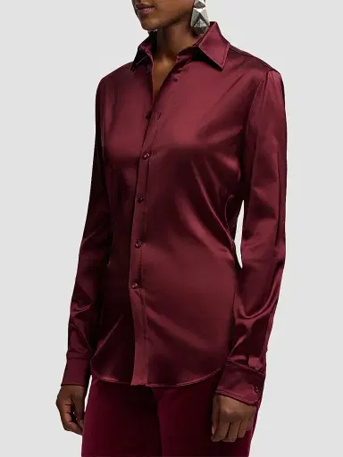 Ralph Lauren Collection Women's Cameron II Satin Straight-Fit Shirt | Thumbnail 6