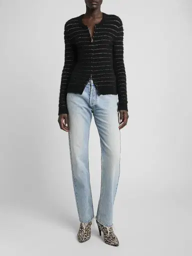 Isabel Marant Women's Seona Metallic Stripe Full-Zip Cardigan | Thumbnail 2