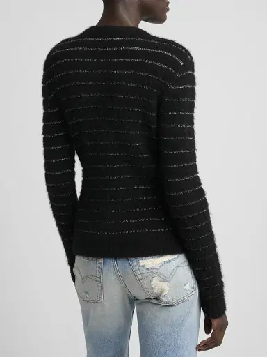 Isabel Marant Women's Seona Metallic Stripe Full-Zip Cardigan | Thumbnail 3