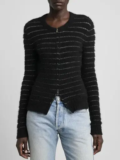 Isabel Marant Women's Seona Metallic Stripe Full-Zip Cardigan | Thumbnail 4