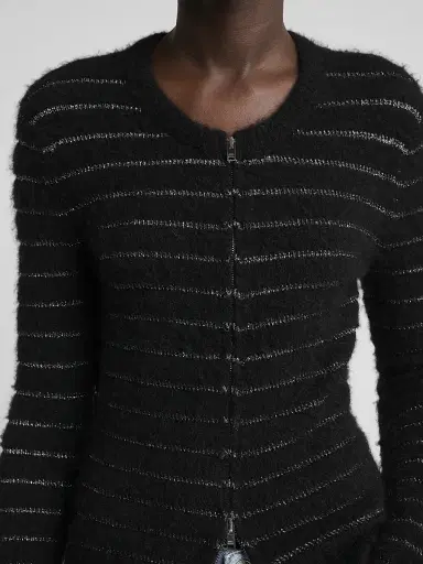 Isabel Marant Women's Seona Metallic Stripe Full-Zip Cardigan | Thumbnail 5