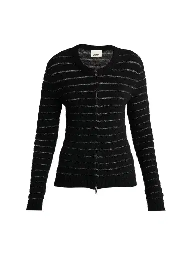 Isabel Marant Women's Seona Metallic Stripe Full-Zip Cardigan | Thumbnail 1