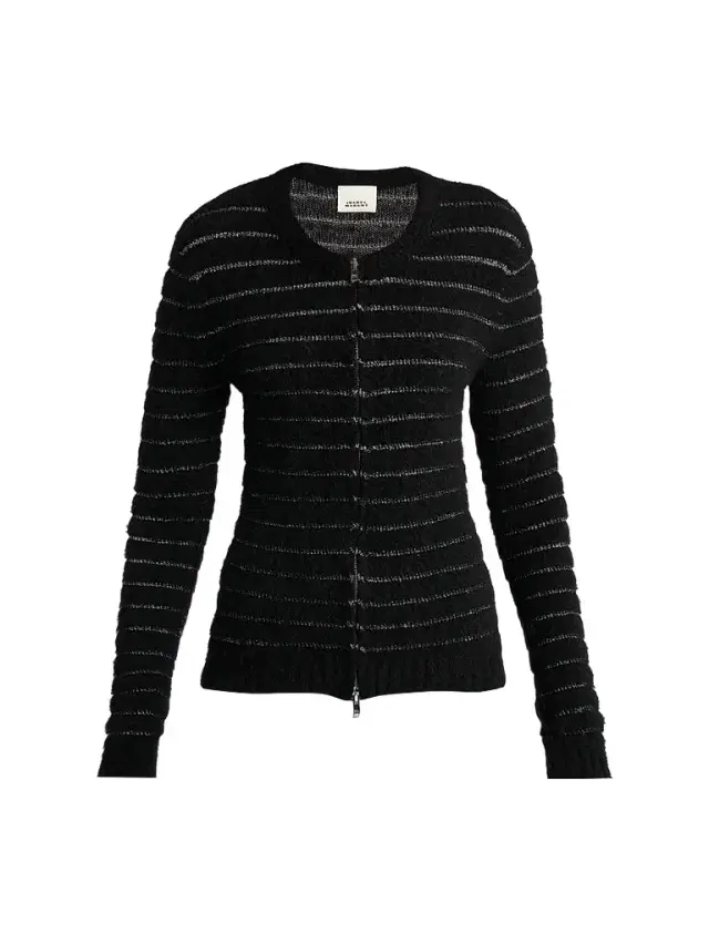 Isabel Marant Women's Seona Metallic Stripe Full-Zip Cardigan