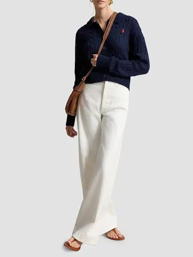 Polo Ralph Lauren Women's Cable Cotton Polo-Collar Cardigan | Thumbnail 2