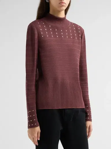 Misook Women's Studded Rib-Knit Top | Thumbnail 4