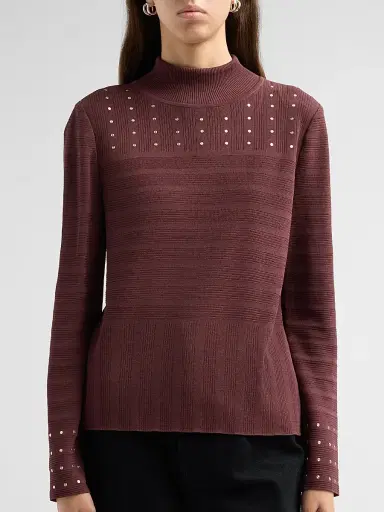 Misook Women's Studded Rib-Knit Top | Thumbnail 5