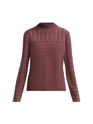 Misook Women's Studded Rib-Knit Top | Thumbnail 1