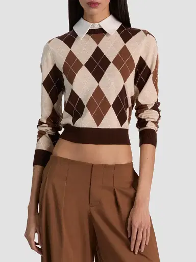 Alice + Olivia Women's Carolann Argyle Wool Pullover Sweater | Thumbnail 4 Alice + Olivia Women's Carolann Argyle Wool Pullover Sweater | Thumbnail 4